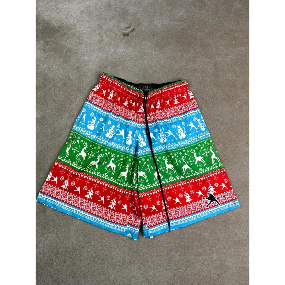 Lacrosse Unlimited Shorts Men 28 Multi Holiday Ugly Christmas Fair Isle Reindeer
